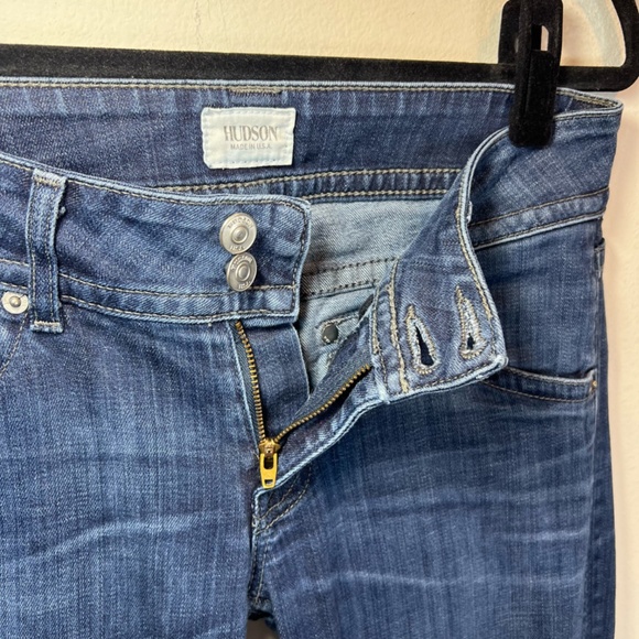 Hudson Womens Signature Bootcut Flap Jeans Dark Blue Distressed Stretch Sz 28x29 - Picture 8 of 15